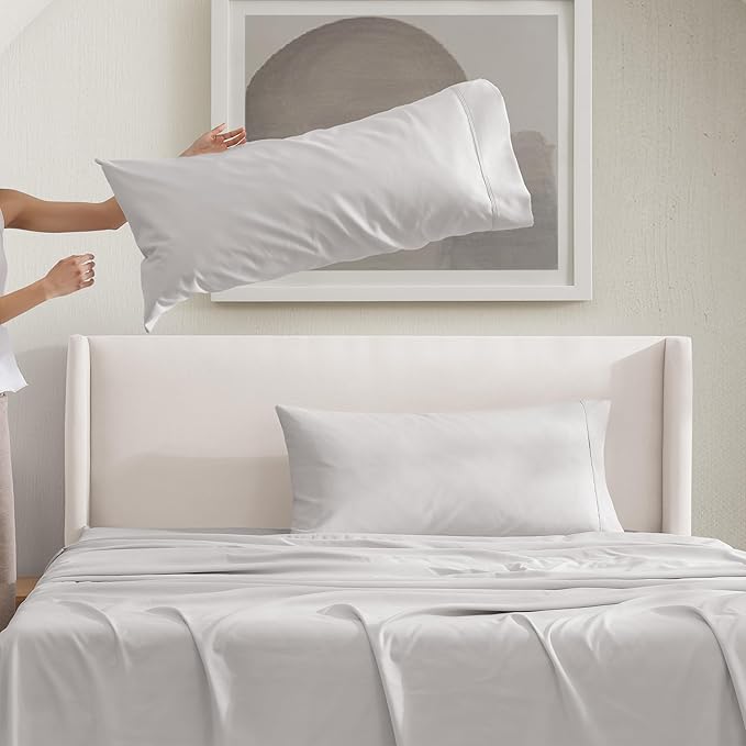 UGG King Sheet Set 4-Piece Luxury Cooling Sheets Deep Pockets Premium Bedding with 2 Pillow Shams Hypoallergenic Machine Washable Soft Lightweight Bed Set for Bedroom, King, Stone Grey (Hedi)