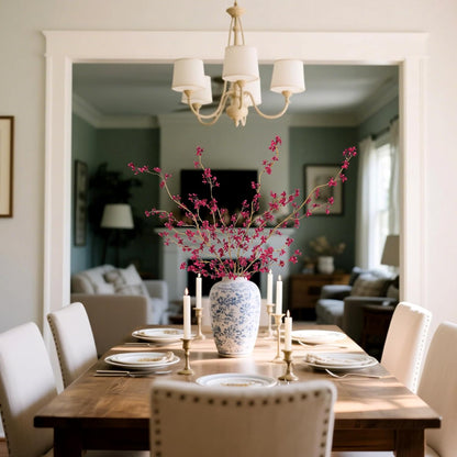 4Pcs Fake Flowers Blossom Branches Artificial Flowers for Indoor Decor, Faux Long Stem Realistic Indoor Plants for Vase Wedding Home Office Bedroom Party Table Centerpieces Decor