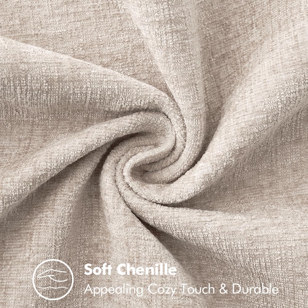 MIULEE Pack of 2 Couch Throw Pillow Covers 18x18 Inch Light Brown Farmhouse Decorative Pillow Covers with Stitched Edge Soft Chenille Solid Dyed Pillow Covers for Sofa Bed Living Room