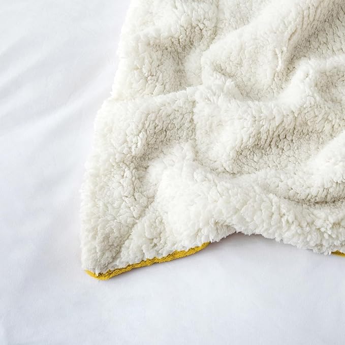 IR Imperial Rooms Gold Sherpa Fleece Throw Blanket for Couch - Soft and Fuzzy Blanket for Winter - Reversible Thick and Warm Fluffy Throw Blankets for Bed, Sofa & Travel, Yellow, 50x60 Inches
