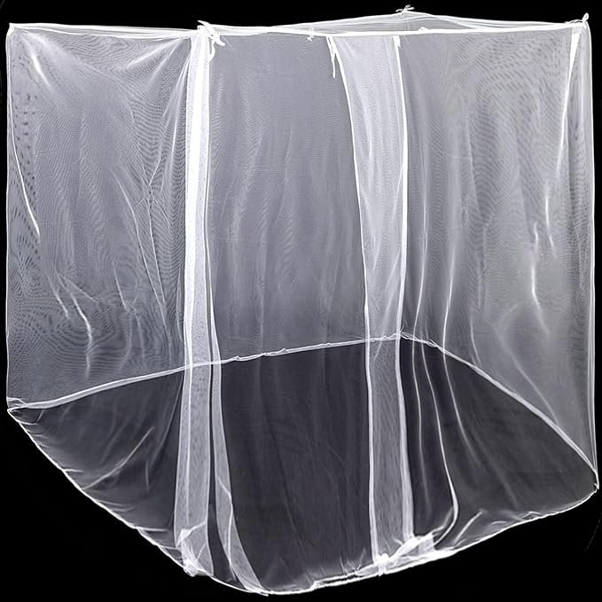 4 Corners Mosquito Net for Mosquiteros para Camas Bed Canopies Netting Bed Drapes Rectangular Mosquito Mesh for Camping Home Outdoor Travel(White,L87 X W79 X H79 Inch,1 Opening)