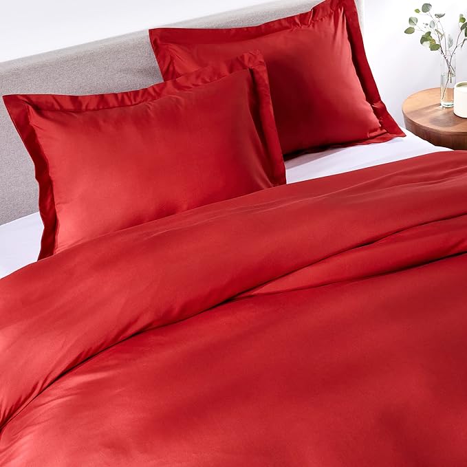 PeachSkinSheets 1500tc Level of Softness Soft Cooling Duvet Cover Set | King/Cali King Size - Red Velvet