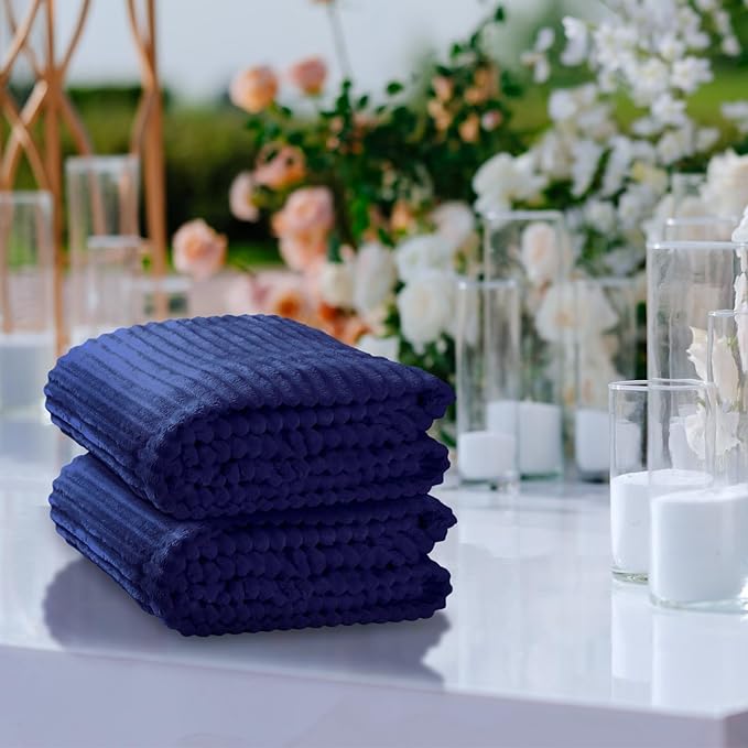 Buryeah 24 Pcs Flannel Throw Blanket Bulk 50 x 60 in Sleepover Blanket Outdoor Wedding Throw Lightweight, Oeko-tex Standard 100 Certified for Sofa Homeless Gifts (Navy)
