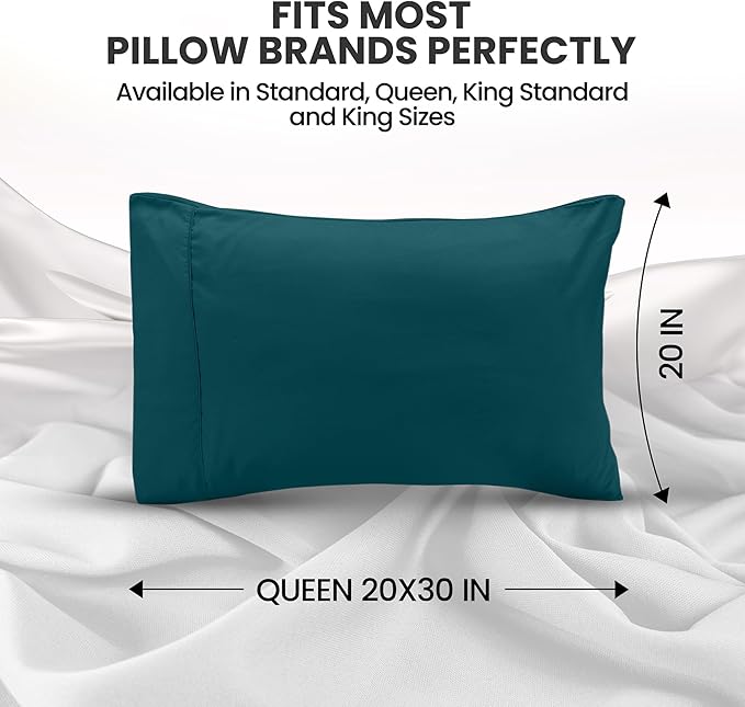 Pillow Covers by Utopia Bedding - Queen Size 2-Pack – Soft Brushed Microfiber – Perfect for Hospitals, Hotels, Guest Rooms – Oeko-TEX Certified, 20x30 Inches (Teal)
