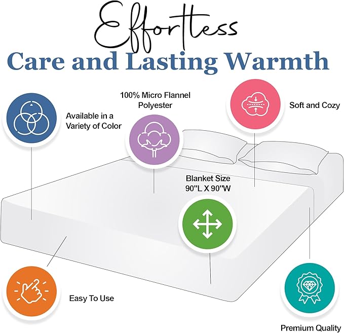Thermee Micro Flannel Full/Queen Size Blankets, Lightweight All Seasons Cozy Blanket, Throw Blankets for Home and Living Room, Comfy & Soft Blanket for Couch, Machine Wash, No Pilling – Country Blue
