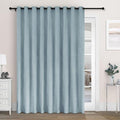 Macochico Extra Wide 100% Blackout Chenille Curtains 100" Wx102 L Thermal Curtains for Sliding Door Room Divider Living Room Bedroom Hotel Light Blue Blackout Curtains Grommet with Tieback 1 Panel