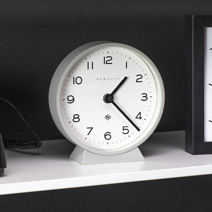NEWGATE® M Mantel Echo Desk Clock | Modern Round Design | Posh Gray | Easy to Read Numbers | Contemporary Style for Desk, Table, Shelf or Bedside