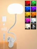 Clip on Light,10 Colors RGB & Warm White Cute Desk Lamp with Clamp, 10 Brightness Dimmable Night Light for Kids/Toddler/Baby, USB Adapter Clip on Lamp for Bedroom/Bed/Headboard/Bedside/Nursery