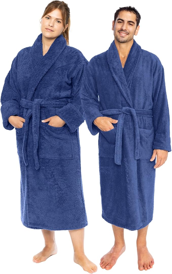 Classic Turkish Towels CTT Premium 100% Turkish Cotton Terry Cloth Bath Robe for Women & Men, Soft & Plush Long Unisex Robe