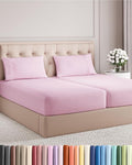 Split King Size 5 Piece Sheet Set - Comfy Breathable & Cooling Bed Sheets Set - Hotel Luxury Bedding for Women, Men, Kids, Teens, Boys & Girls - Deep Pockets and Wrinkle Free - Oeko-Tex - Light Pink