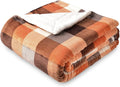 SOCHOW Buffalo Plaid Sherpa Fleece Throw Blanket, Double-Sided Checkered Super Soft Luxurious Bedding Blanket 60 x 80 inches, Orange