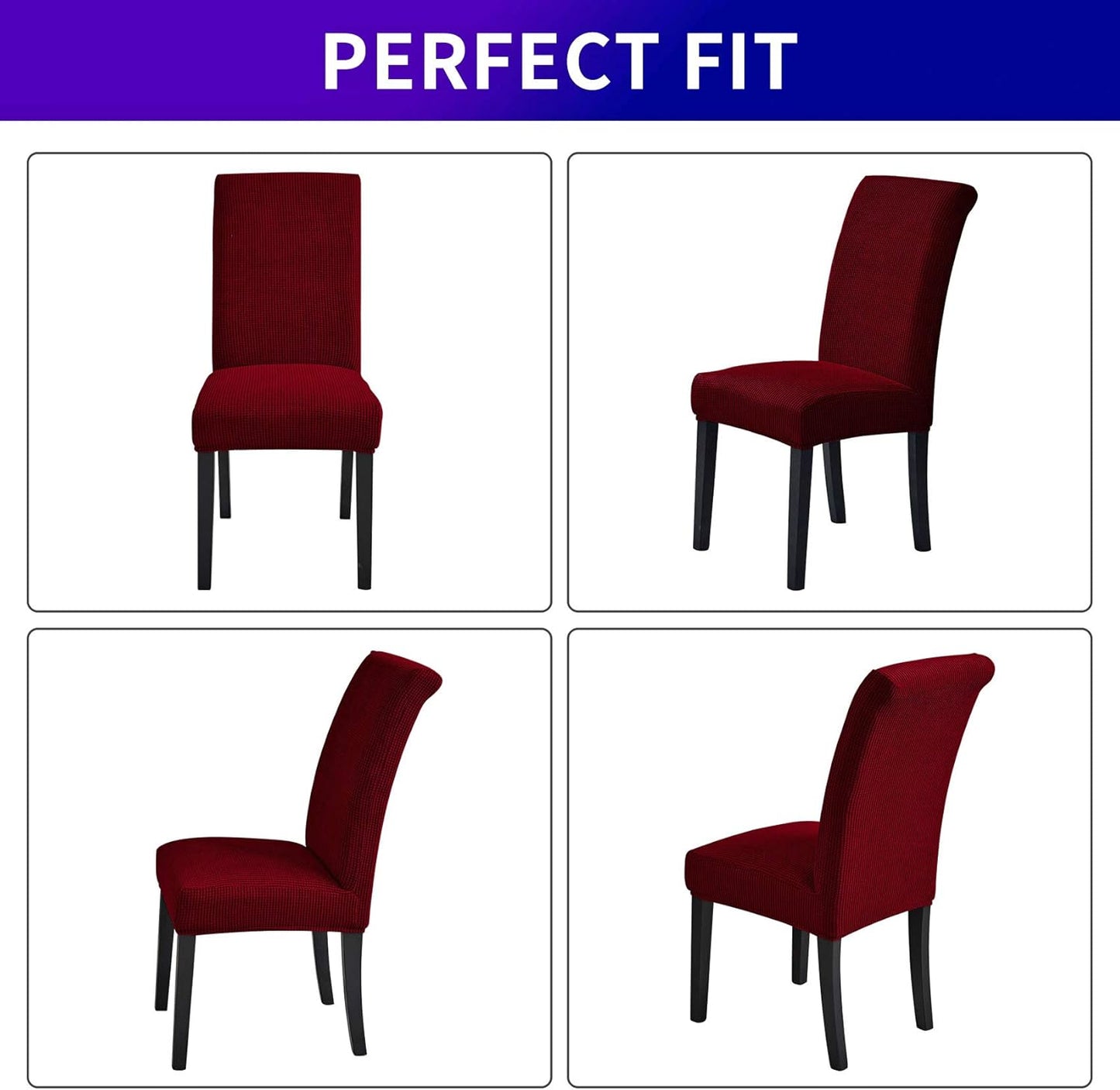 Howhic Stretch Chair Covers for Dining Room Set of 8, Removable Washable Dining Room Chair Covers, Dining Chair Slipcovers Seat Protector, Great Decor for Home and Banquet (Red Dahlia, 8 Pack)