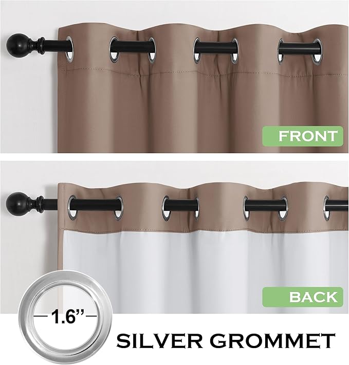 KGORGE 4-in-1 Soundproof Anti Dust 100% Blackout Curtains with Melt-Blown Layer Noise Reducing Thermal Insulating Window Drapes for Bedroom Nursery, W 52 x L 84, Mocha, 2 Panels
