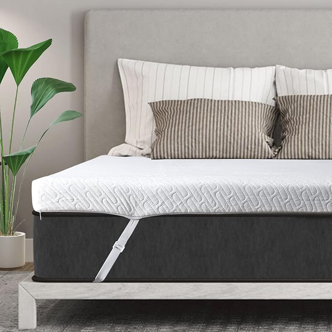 VALUXE 3 Inch Gel Memory Foam Mattress Topper California King Size High Density Cooling Pad Pressure Relief Bed Topper (with Removable & Washable Bamboo Cover)