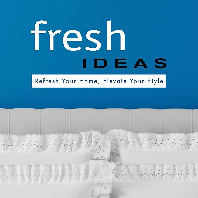 Fresh Ideas Eyelet Bed Skirt, Ruffled Design, 14 Inch Drop, Embroidered Scalloped Edge, Queen, Ivory