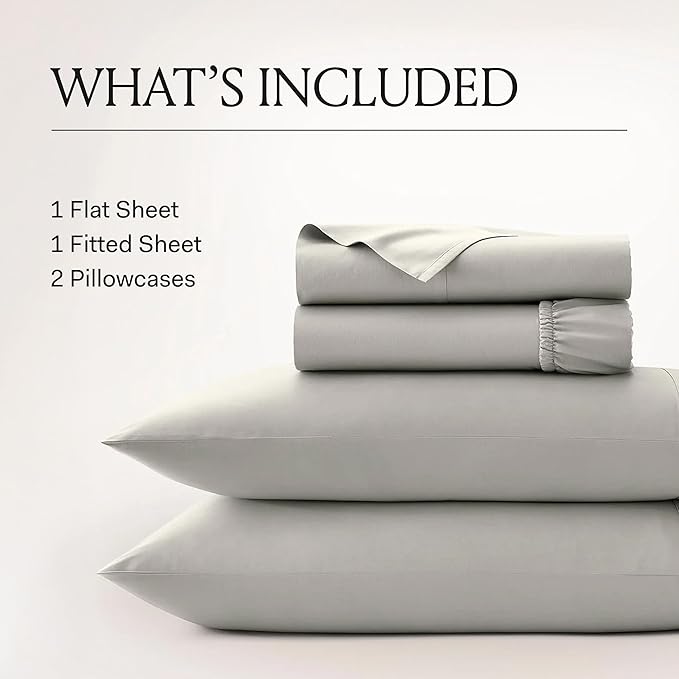 BOLL & BRANCH Signature Hemmed Sheet Set - California King, Sageleaf - Luxury 100% Organic Cotton - Includes 1 Flat, 1 Fitted, 2 Pillowcases - Buttery Soft