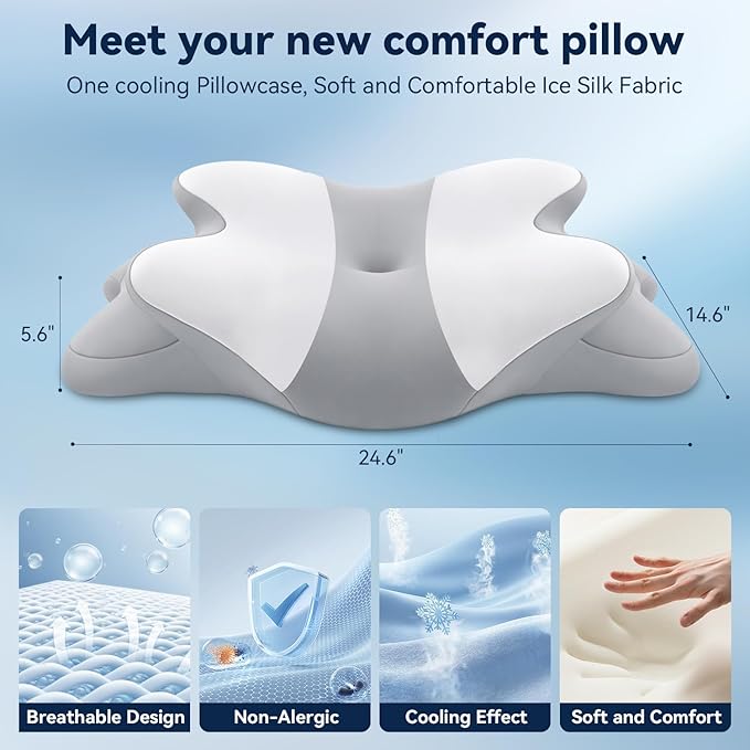 Cervical Pillow for Neck and Shoulder,Ergonomic Neck Support for Side Sleepers,Memory Foam Dreamers Relief Pillow,Deep Sleep Contour Pillows for Back Pain Relief,Slumber,Stomach,Snoring Sleeper