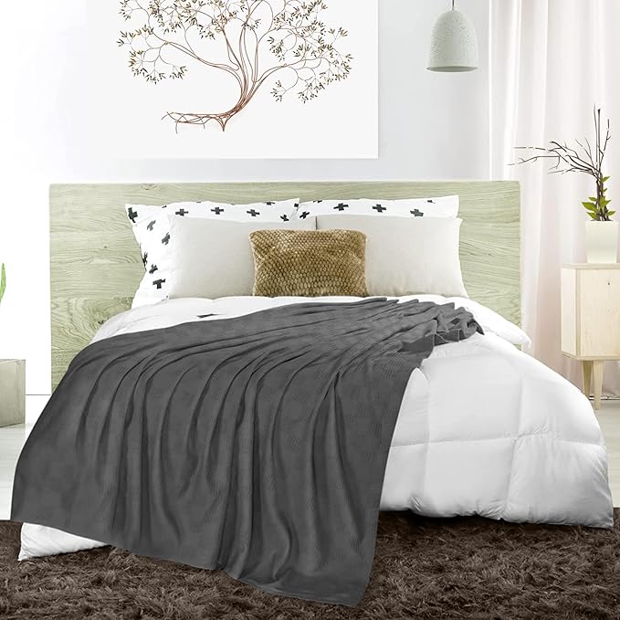 Avalon Bedding 100% Cotton Blankets King Size Thermal Blanket (108"x90") - Perfect Cotton Blanket King Size for Layering Bed in Any Season - Cotton Blankets for Bed (Grey)