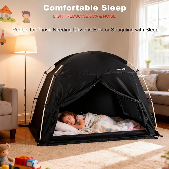 Bed Tents Canopy Bed–Privacy Dream Tent for Cozy Indoor Sleeping, Light-Reducing,and Breathable, with 4 Doors Floor Tent Bed–Available in Twin, Full, and Queen Sizes