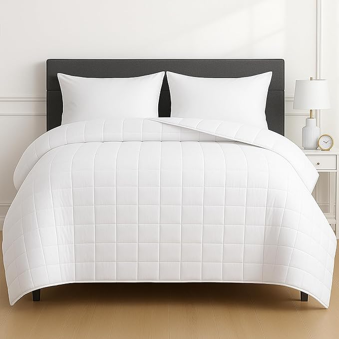 HomeSmart King Size Weighted Blanket 20 lbs, Soft Breathable Fabric, Also Fits California King Beds, White