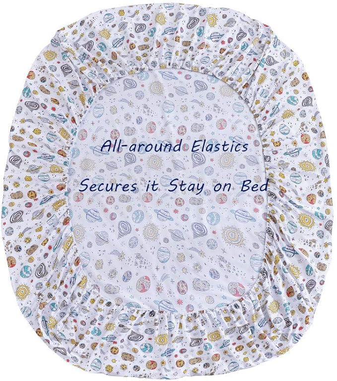 JSD Universe Planets Kids Sheet Set Full Size, 4 Piece Space Theme Microfiber Sheets Deep Pocket