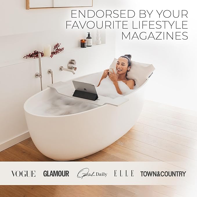 BADESOFA® Luxury Bath Pillow M - Lusciously Soft & Comfortable Tub Pillow for Bathtub - Washable & Quick-Drying Bath Back Pillow - Non-Slip Full Body Tub Pillow - Luxury Spa Cushion in Ivory Pearl