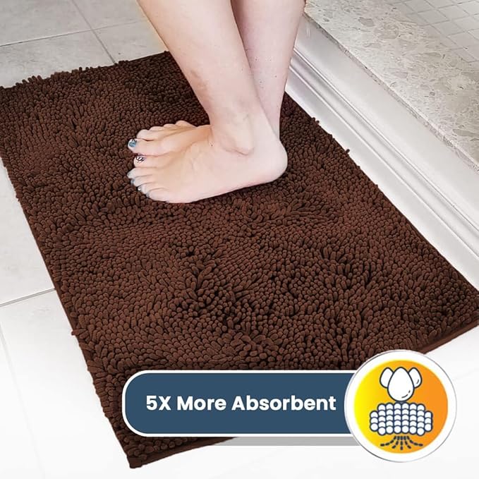 Muddy Mat® | Super Absorbent Door Mat Indoor, Microfiber Quick Dry Chenille Entryway Rug, Non-Slip Front Door Mat, Indoor Mats for Entryway, Machine Washable Pet Rug, Brown 30"x19"