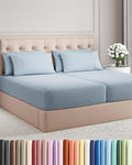 Split King 7 Piece Sheet Set - Cooling & Breathable - Hotel Luxury Bedding Includes Fitted Sheets for Women, Men, Kids & Teens - 1 Flat, 2 Fitted Sheets, 4 Pillowcases w/Deep Pockets - Heathered Blue