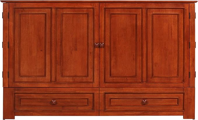Emurphybed Paradiseo Murphy Cabinet Chest Bed with Charging Station 6 Inch, Queen (Cherry)