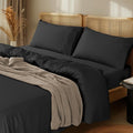 LBRO2M 1000 Thread Count 100% Egyptian Cotton Sheets Set Twin XL, 3 Piece Sets Bed Sheet Deep Pocket Sheet Set 16" Soft Comfortable All Season (Twin XL, Black)