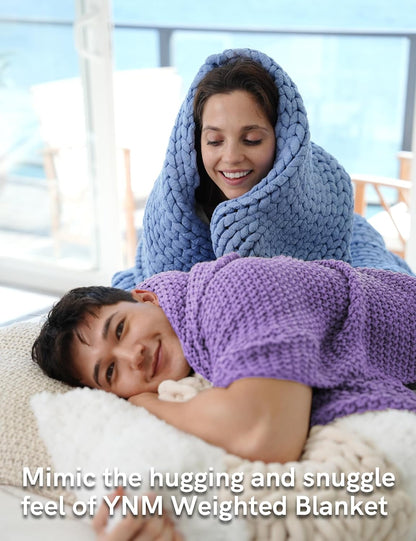 YnM Chunky Cotton Knit Throw Blanket, Cable Knit Throws for Bed Couch Sofa, Comfy & Relaxing, Decorative Piece for Farmhouse Modern Boho Rustic Scandinavian Chic Vibe, Lilac Purple 60x80 Inches