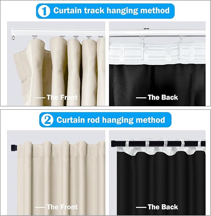 Room Divider Curtains Total Blackout Privacy Curtain Panel Room Thermal Insulated Noise Reduction Curtain for Bedroom Window Living Room Ceiling Track Curtains W 150 × H 108 in Beige.