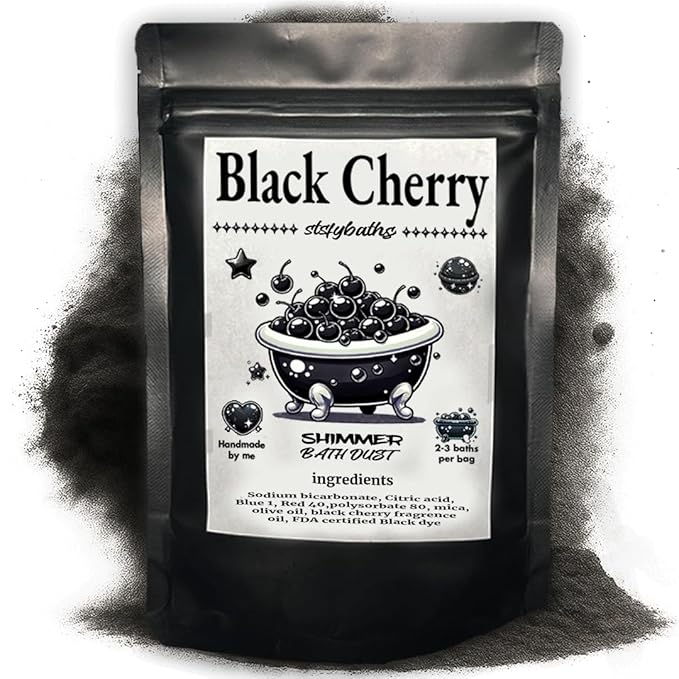 Black Cherry Shimmer Bath Bomb in A Bag - Handmade Scented Bath Bombs for Women,Kids and Men - Bulk Bathbomb Fizzies Perfect for Boys and Girls All Ages (Small, Black)