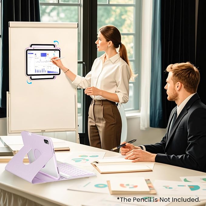 Magnetic Keyboard Case for iPad Air 5th 4th Generation 10.9 inch Pro 11 1st/2nd/3rd/4th, 7 Color Backlight BT Keyboard Folio with Pencil Holder 2022 2021 2020 2018(Purple)