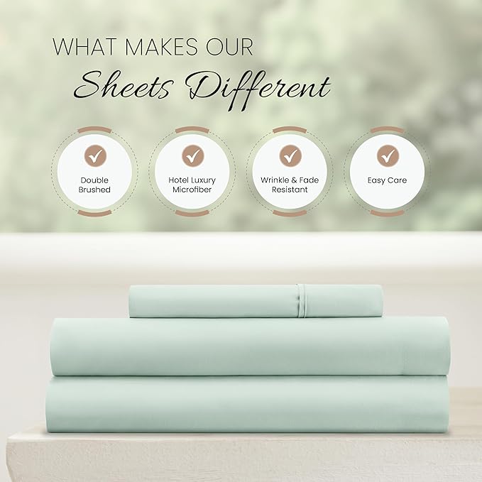 Linen Market Bed Sheets for Twin Size Bed (Mint) - Sleep Better Than Ever with These Soft and Cooling Twin Sheets - Deep Pocket Fits 16" Thick Beds - 3 Piece Twin Sheet Set