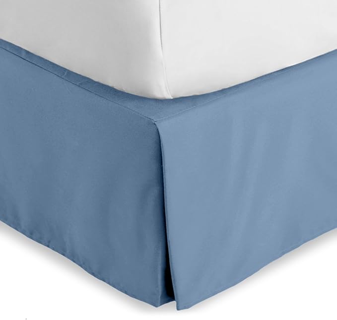 Bare Home Twin XL Bed Skirt - 15-Inch Tailored Drop Easy Fit - Bed Skirt for Twin Extra Long Beds - Center & Corner Pleats (Twin XL, Coronet Blue)