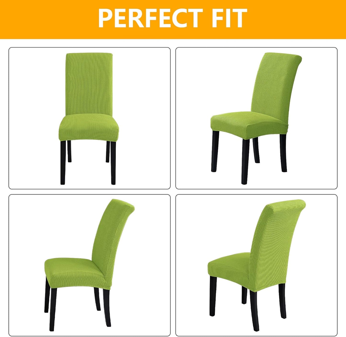 Howhic Chair Covers for Dining Room Set of 2, Stretchy Dining Chair Covers, Textured Jacquard Kitchen Chair Slipcovers, Classy Decor for Home and Banquet (Apple Green, 2 Pack)