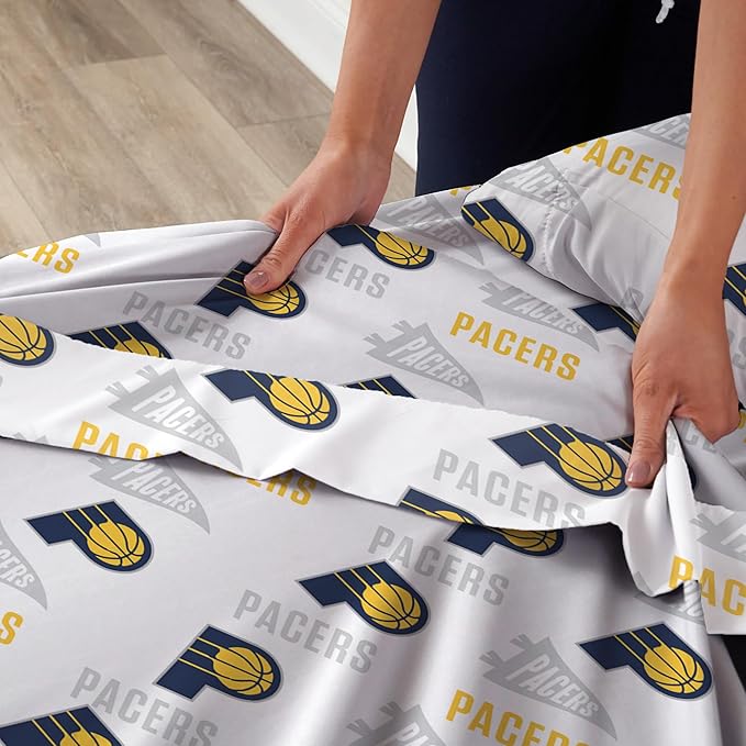 Northwest Officially Licensed Indiana Pacers NBA Full Size Sheet Set – Soft Team Logo Bedding for Dorms, Bedrooms, Fan Caves & Game Day Style