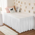 RIMELA Dorm Bed Skirt Twin XL 46 Inch Drop, Easy to Install Extra Long Wrap Around Elastic Dust Ruffle, White Bedskirt Solid Silky Fabric Machine Washable (Twin XL 80“L x 39”W & Twin 75“L x 39”W)