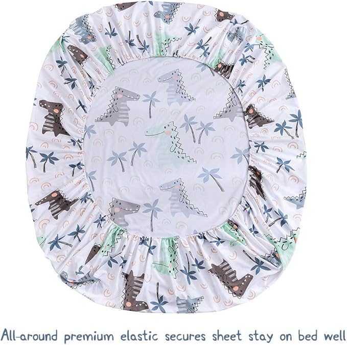 JSD Dinosaur Kids Sheet Set Full Size, 4 Piece Palm Tree Printed Microfiber Bed Sheets Deep Pocket