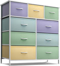 Sorbus Kids Dresser with 9 Drawers - Furniture Storage Chest Tower Unit for Bedroom, Hallway, Closet, Office Organization - Steel Frame, Wood Top, Fabric Bins (Pastel 1, Pastel)