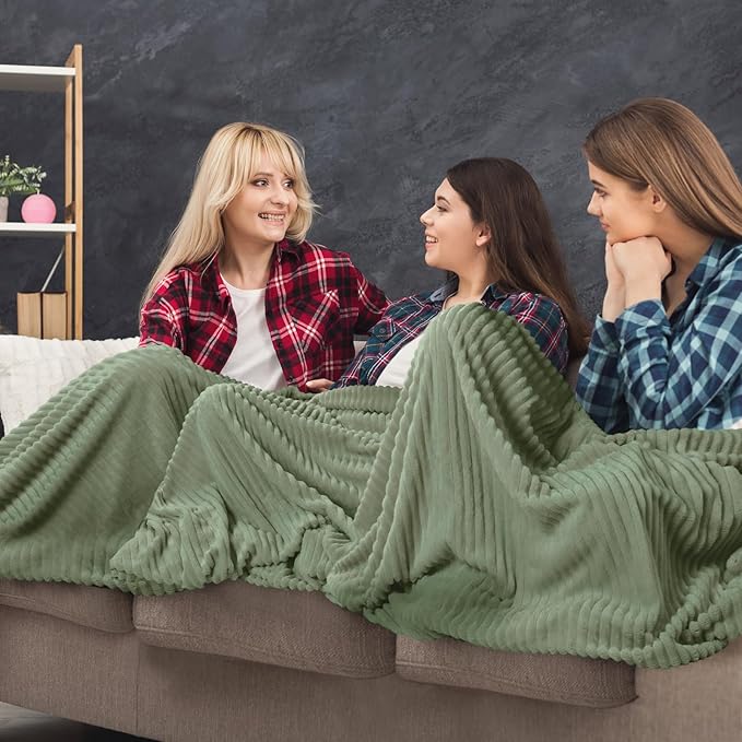 Buryeah 6 Pcs Flannel Throw Blanket Bulk 50 x 60 in Sleepover Blanket Outdoor Wedding Throw Lightweight, Oeko-tex Standard 100 Certified for Sofa Homeless Gifts (Sage Green)