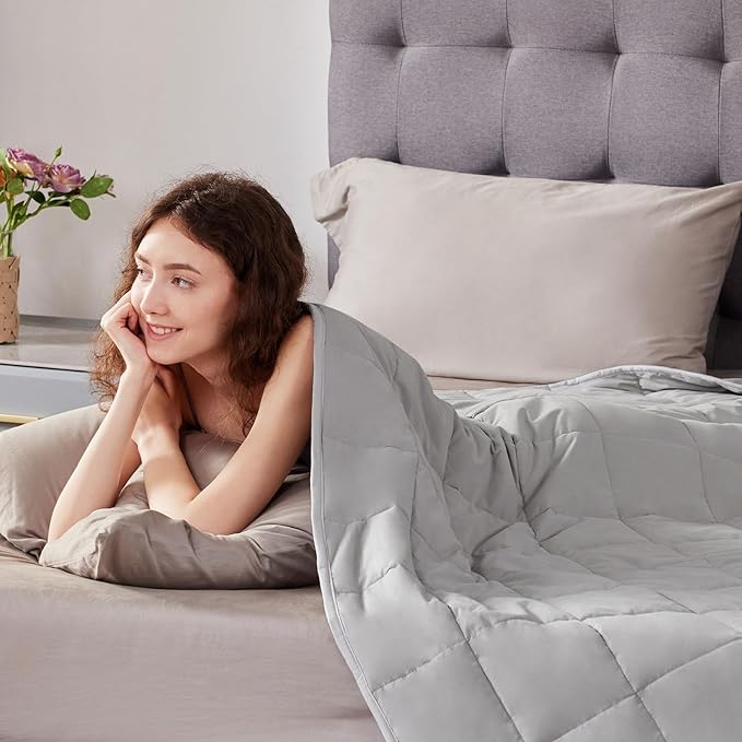 Weighted Blanket Queen/King Size (80"x87" 15lbs),Ultra Soft and Cozy Cooling Weighted Blanket for Adult,Heavy Blanket with Machine Washable Soft Blanket, Stone Grey