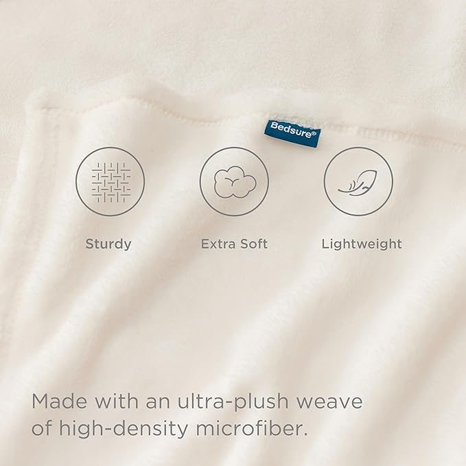 Bedsure GentleSoft Twin XL Fleece Blanket Dorm Bedding - Lightweight Soft Cozy Blankets for Bed, Sofa, Couch, Travel, Camping, Cream, 66"x90"