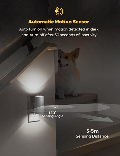 L LOHAS LED Motion Sensor Night Light, [2 Pack] Bright Night Light, 5000K Daylight White, Motion Activated Nightlight, Dimmable 0-100LM, Motion Sensor Light Indoor for Kids Hallway Bathroom Kitchen