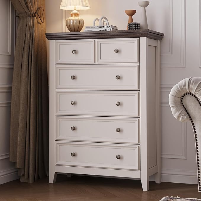 Tall Dresser for Bedroom 6 Drawers Dresser,6 Chest of Drawers Storage Cabinet for Living Room,Filing Cabinet for Home Office