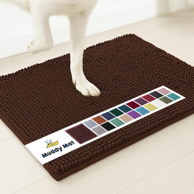 Muddy Mat® | Super Absorbent Door Mat Indoor, Microfiber Quick Dry Chenille Entryway Rug, Non-Slip Front Door Mat, Indoor Mats for Entryway, Machine Washable Pet Rug, Brown 30"x19"