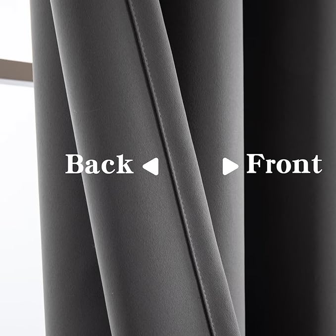 Curtains 90 Inches Long 2 Panels Set, Blackout Curtains for Bedroom Living Room, Thermal Insulated Grommet Room Darkening Drapes for Privacy Home Decor Windows(W52 x L90, Light Grey)