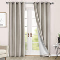 Macochico Thermal Blackout Chenille Curtains 100% Blackout Window Draperies for Living Room Bedroom Auditorium Banquet Hotel Beige Taupe Curtains with Tieback Classic Home Decor 72" Wx102 L 1 Panel