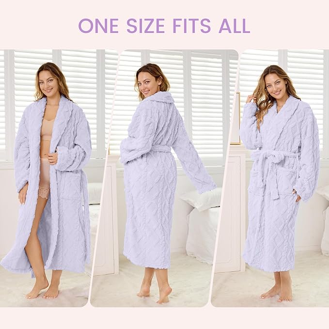 MIZZEO Microfiber Robes for Women, Cozy Soft Warm Plush Women Robe Plush Long Bathrobe